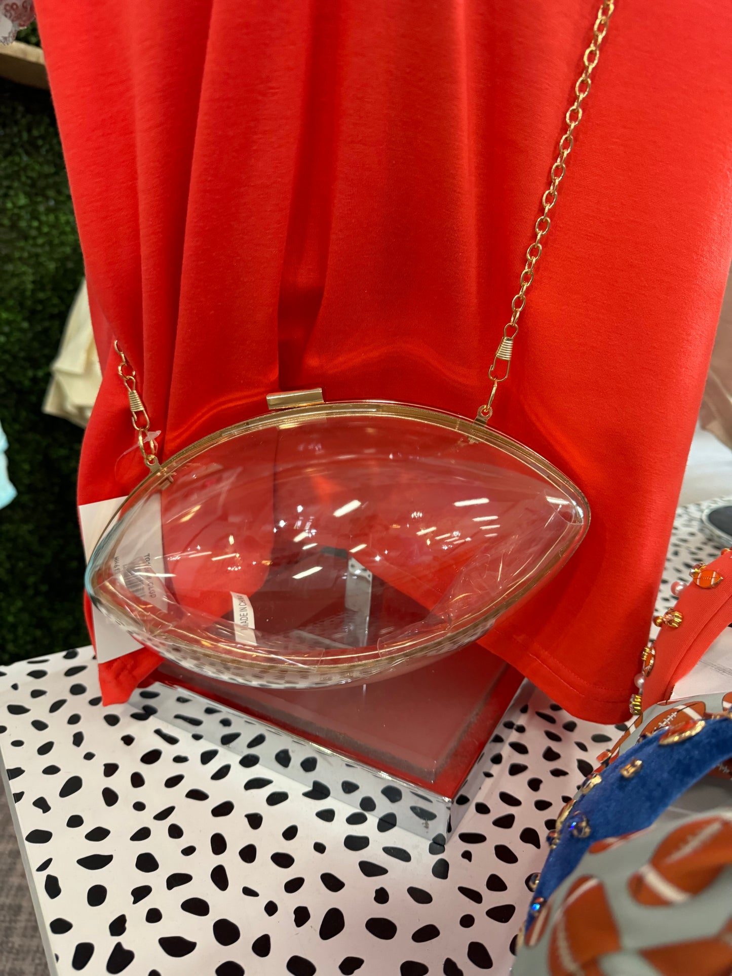 Clear Football Clutch With Chain Link Strap