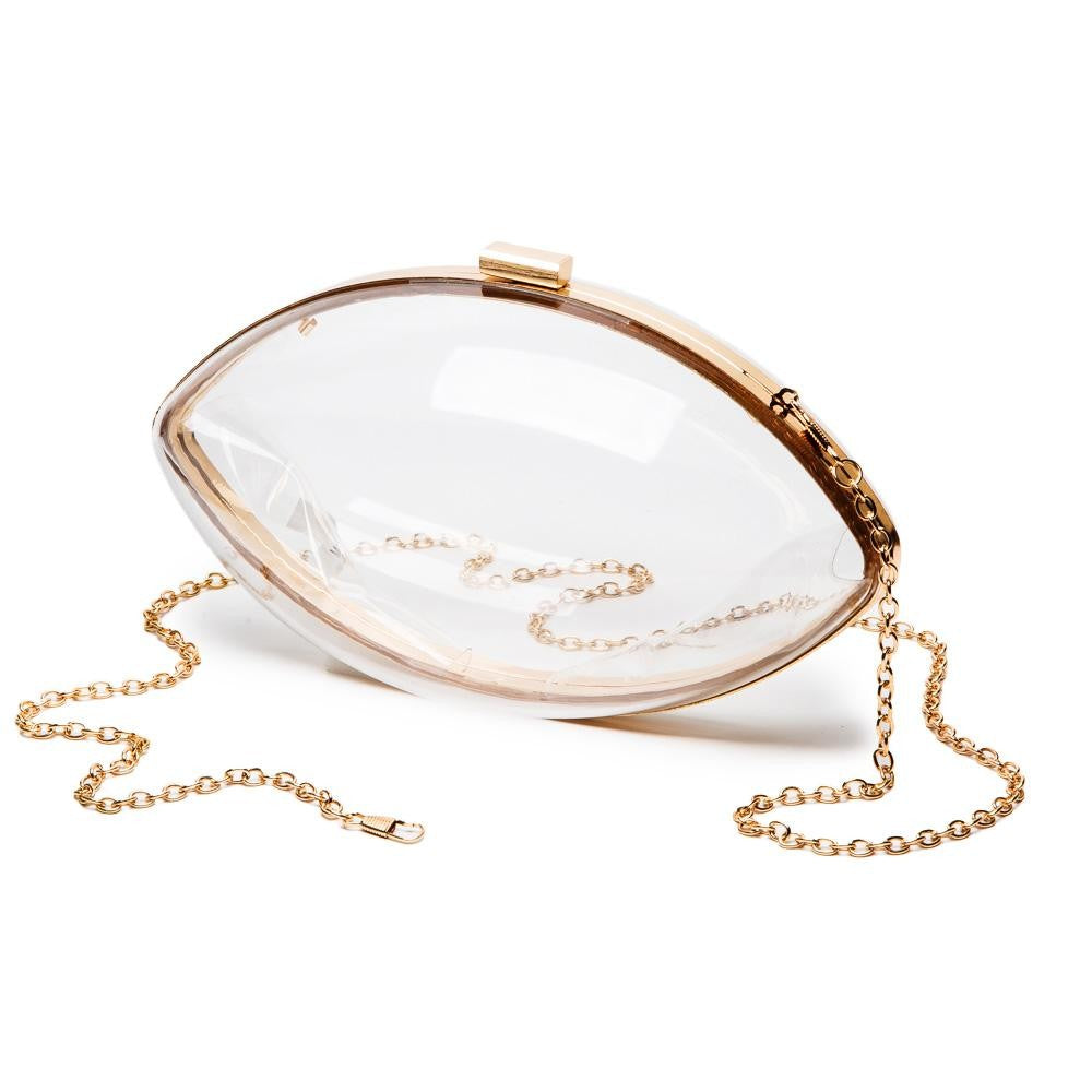 Clear Football Clutch With Chain Link Strap