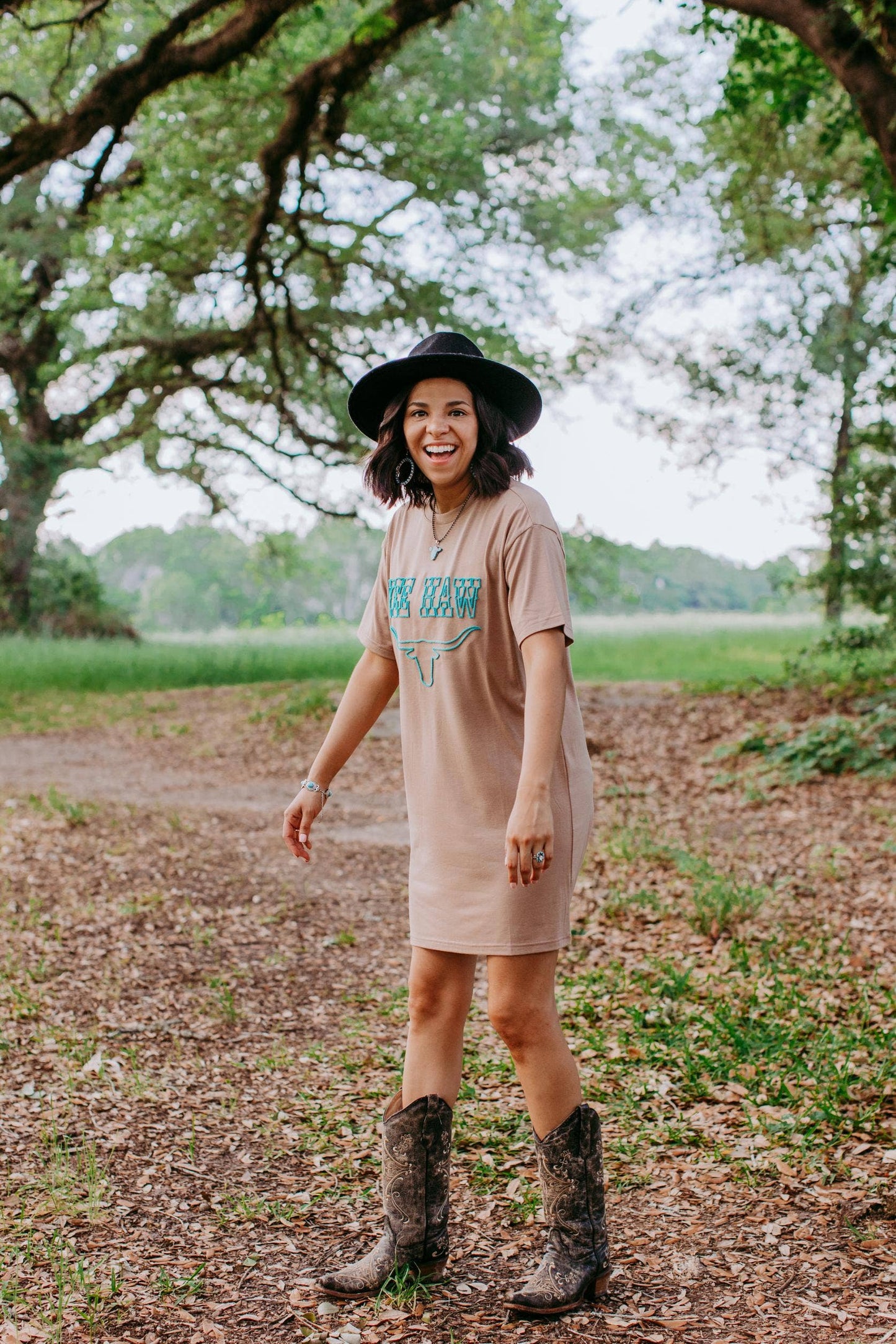 Yee Haw 3D Embroidery T shirt Dress