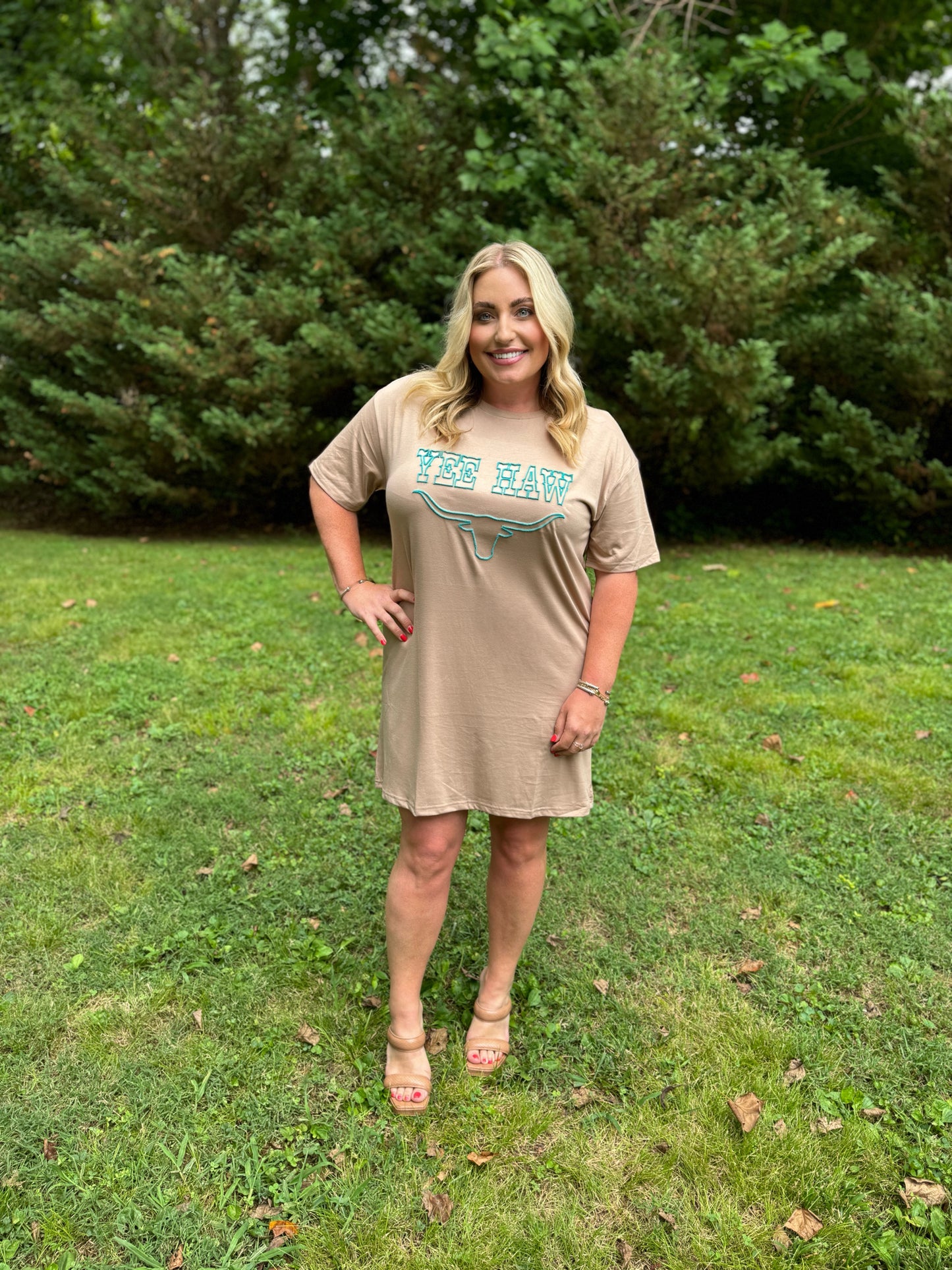 Yee Haw 3D Embroidery T shirt Dress