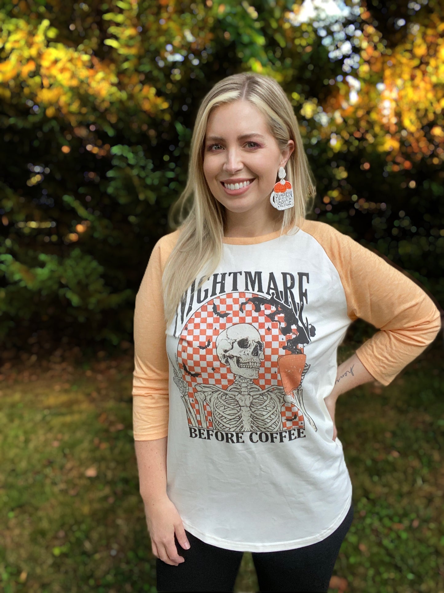 Nightmare Before Coffee Graphic Raglan S-3XL