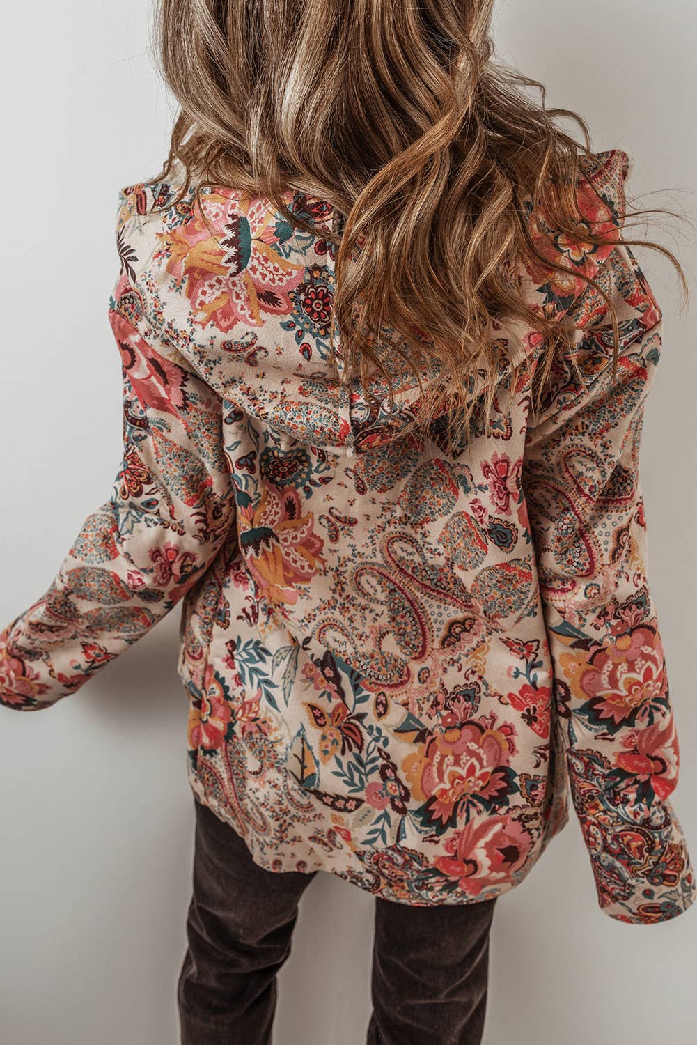 Vintage Paisley Floral Sherpa Lined Hooded Jacket S-3XL