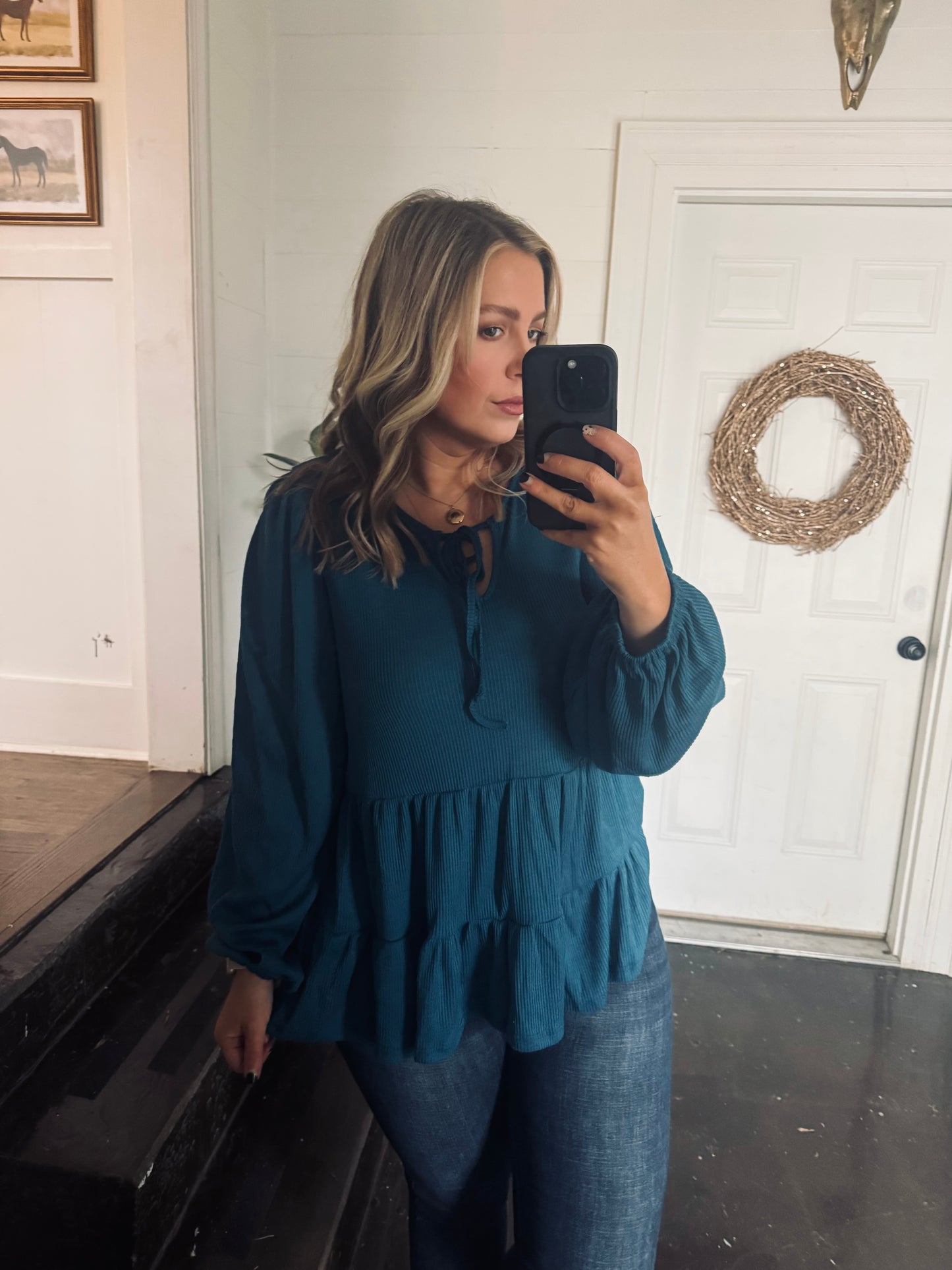 Plus Size Sapphire Baby Doll Spring Top
