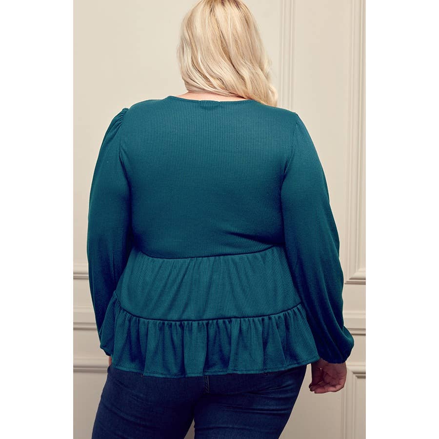 Plus Size Sapphire Baby Doll Spring Top
