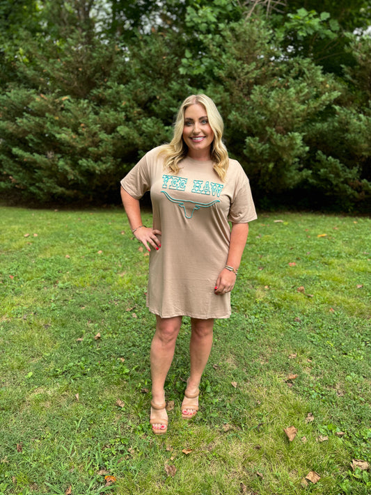 Yee Haw 3D Embroidery T shirt Dress