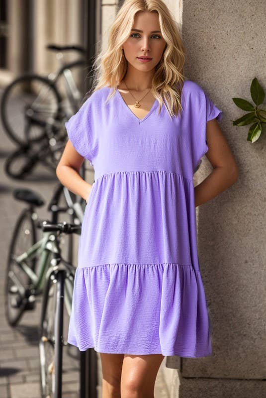 Lilac Tiered Dress S-3XL