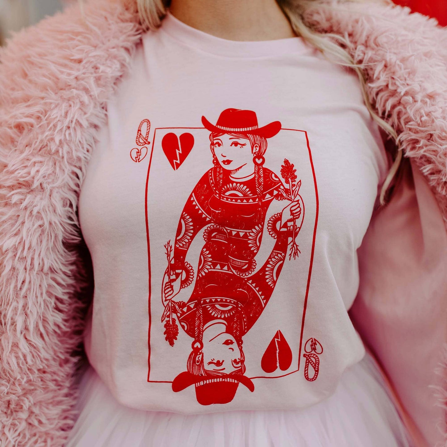 Cowgirl Queen of Hearts Valentine's Graphic Tee S-3XL