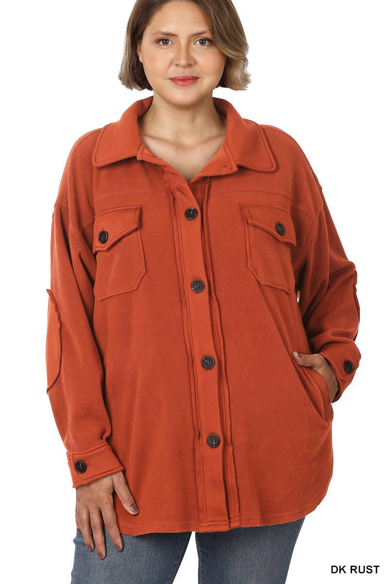 PLUS Dark Rust Oversized Fleece Shacket